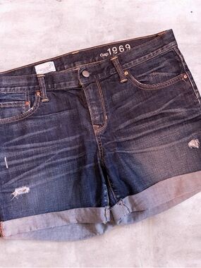GAP 1969 Dark Blue Denim Rolled Hem Shorts